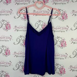 Floreat loved by Anthropologie tank top royal purple velvet velour detail neck